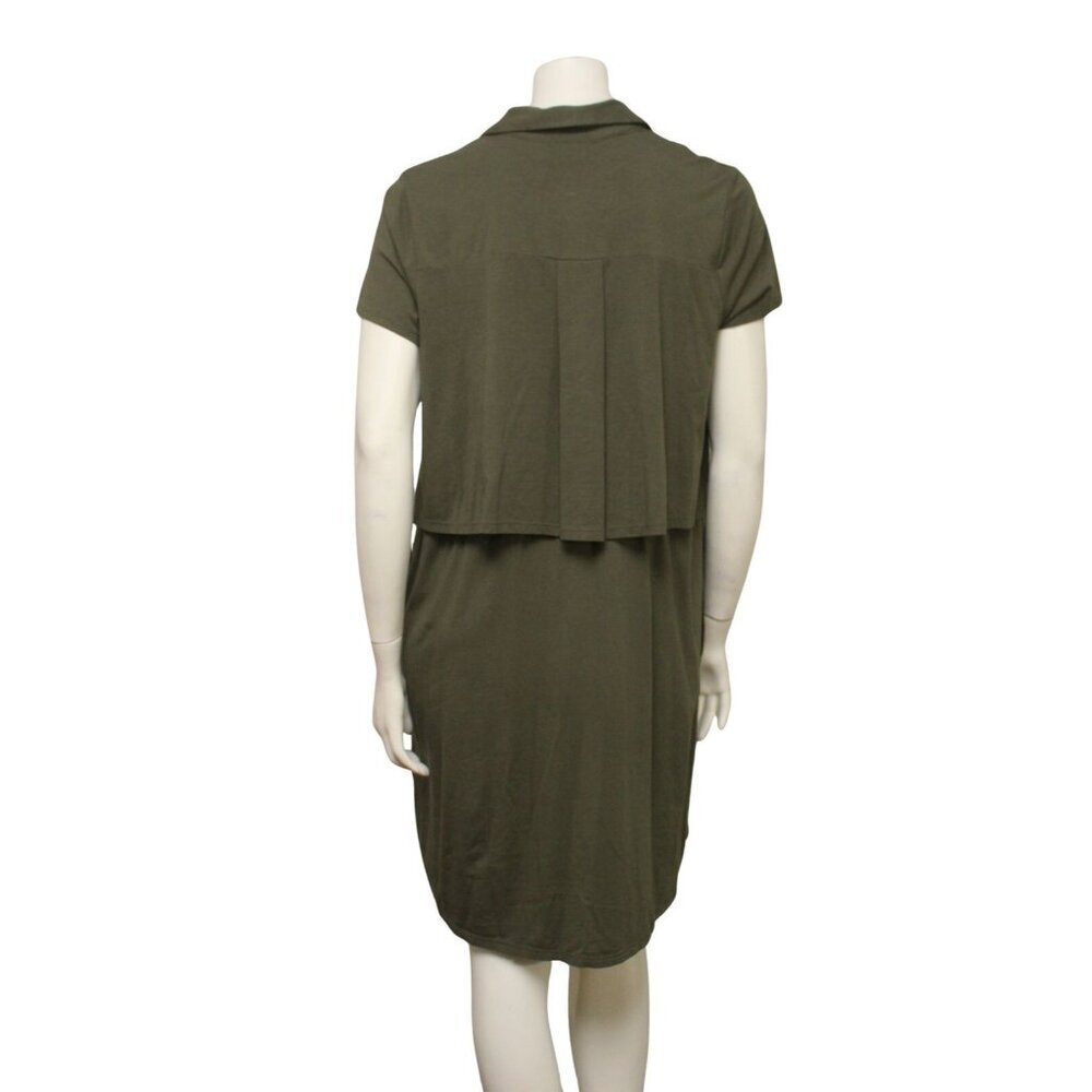NWT J. Jill Kale Green Knit Button Up Short Sleeve T-Shirt Dress Pockets Size L - Picture 4 of 7